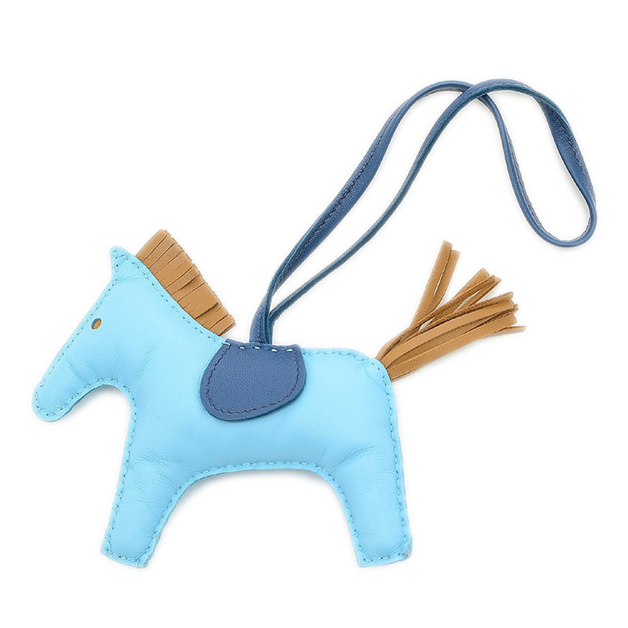 Hermes Rodeo Mm Bag Charm Anumiro Celeste/Brood Malto/Craft D Engraving